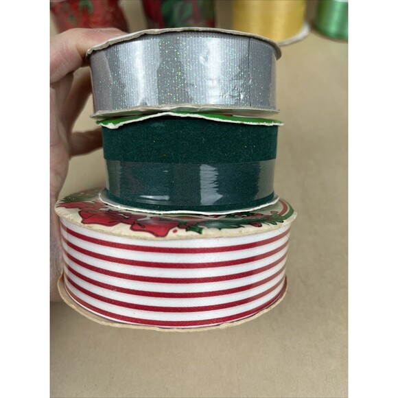 Vintage‎ New Crafting Holiday Christmas Ribbon Lot, Wire Edge Ribbon Floral - Picture 5 of 10